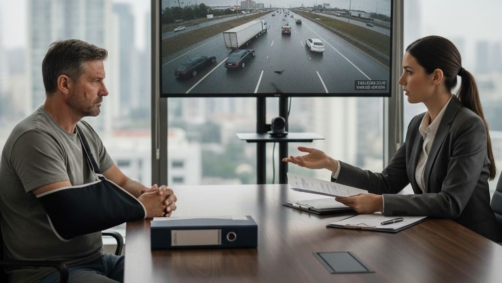 Truck accident injury victim represented by lawyer in Florida